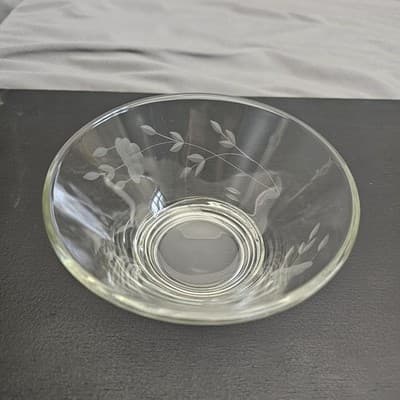 Cut Glass Clear Dip Bowl and Glass Serving Spoon 2.5" Tall x 5" Diameter - Thumbnail 2