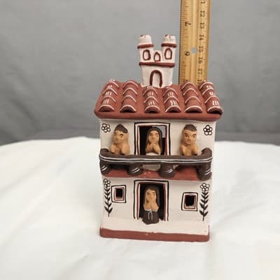 Vintage Peruvian Folk Art Village House KCK Handcrafted Artisan Terracotta - Thumbnail 9