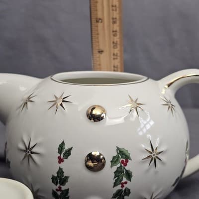 Madison & Max at Home Teapot Set Holly Collection Sugar Creamer Stackable 9" - Thumbnail 9