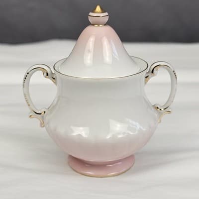Victorian Floral Hand Painted Handled Lidded Sugar Bowl Gold Occupied Japan - Thumbnail 5