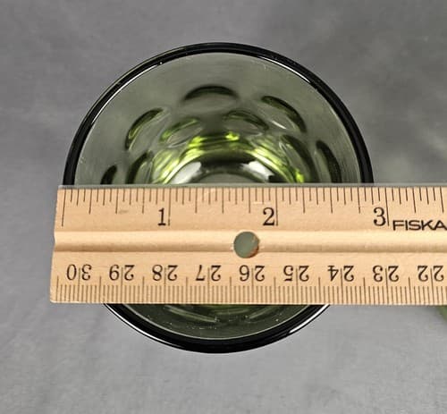 3 MCM Vintage Hazel Atlas Coin Dot Juice Glass Tumblers EL Dorado Green - Thumbnail 6