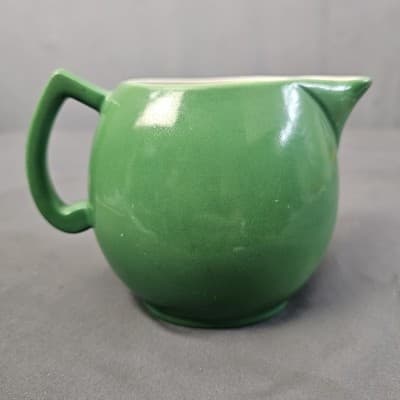 Vintage Green Creamer Pitcher Slavic Czechoslovakian Folk Dancing Boy Girl - Thumbnail 3