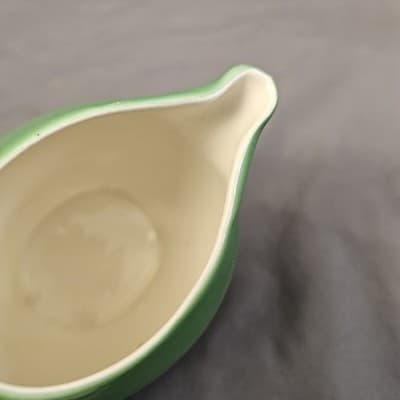 Vintage Green Creamer Pitcher Slavic Czechoslovakian Folk Dancing Boy Girl - Thumbnail 4