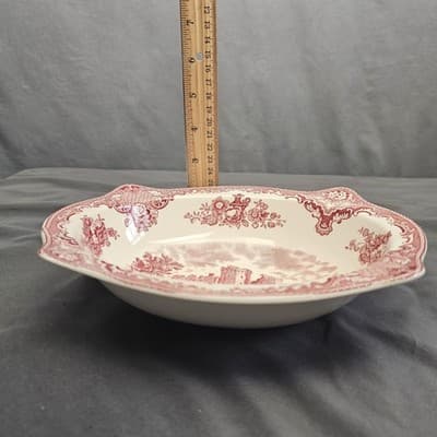 Johnson Brothers Old Britain Castles Pink Red Oval Vegetable Bowl - England - Thumbnail 8