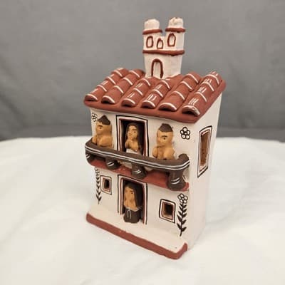 Vintage Peruvian Folk Art Village House KCK Handcrafted Artisan Terracotta - Thumbnail 3