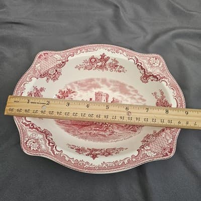 Johnson Brothers Old Britain Castles Pink Red Oval Vegetable Bowl - England - Thumbnail 6