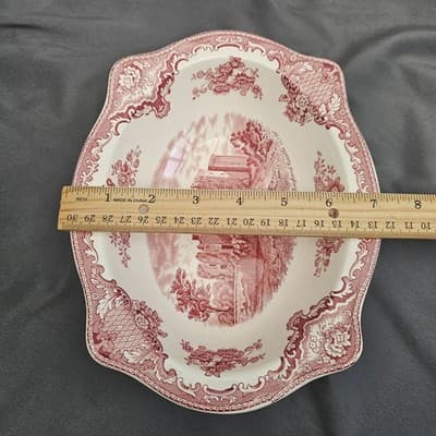 Johnson Brothers Old Britain Castles Pink Red Oval Vegetable Bowl - England - Thumbnail 7