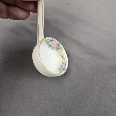 Antique Nippon Noritake Hand Painted Condiment Ladle - Thumbnail 8