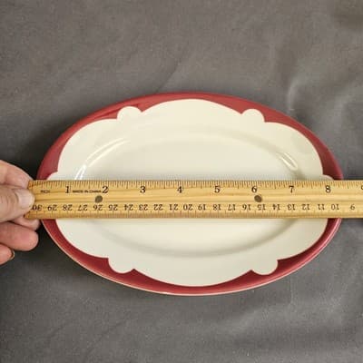 Jackson China Serving Plates From Falls Creek PA Red and Brown - Thumbnail 6