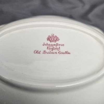 Johnson Brothers Old Britain Castles Pink Red Oval Vegetable Bowl - England - Thumbnail 5