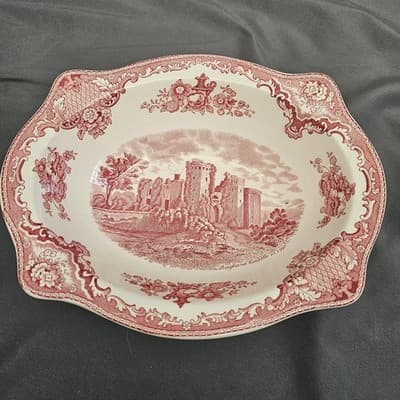 Johnson Brothers Old Britain Castles Pink Red Oval Vegetable Bowl - England - Thumbnail 2