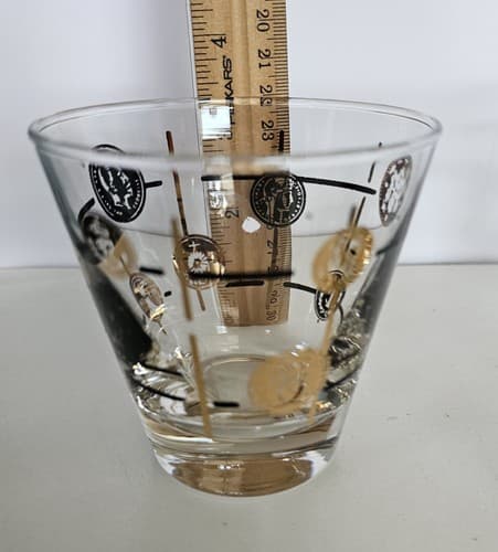 Lot of 3 Vtg Libbey MCM Gold Black Coin Glasses Cocktail Whiskey Bar Ware - Thumbnail 5