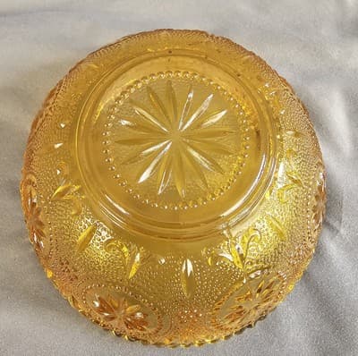 Vintage BROCKWAY GLASS CO. Daisy Amber Color Cereal Salad Bowl Concord Pattern - Thumbnail 5