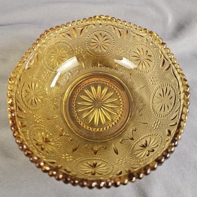 Vintage BROCKWAY GLASS CO. Daisy Amber Color Cereal Salad Bowl Concord Pattern - Thumbnail 4