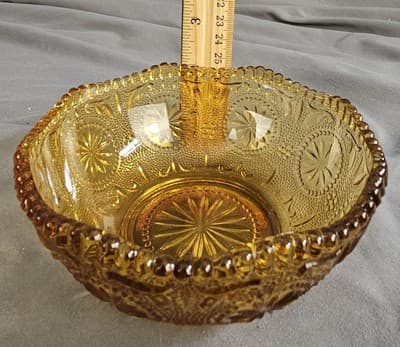 Vintage BROCKWAY GLASS CO. Daisy Amber Color Cereal Salad Bowl Concord Pattern - Thumbnail 8