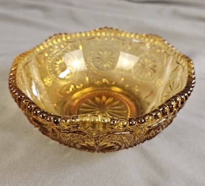 Vintage BROCKWAY GLASS CO. Daisy Amber Color Cereal Salad Bowl Concord Pattern - Thumbnail 2