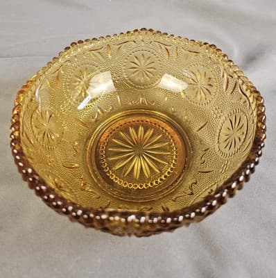 Vintage BROCKWAY GLASS CO. Daisy Amber Color Cereal Salad Bowl Concord Pattern - Thumbnail 3