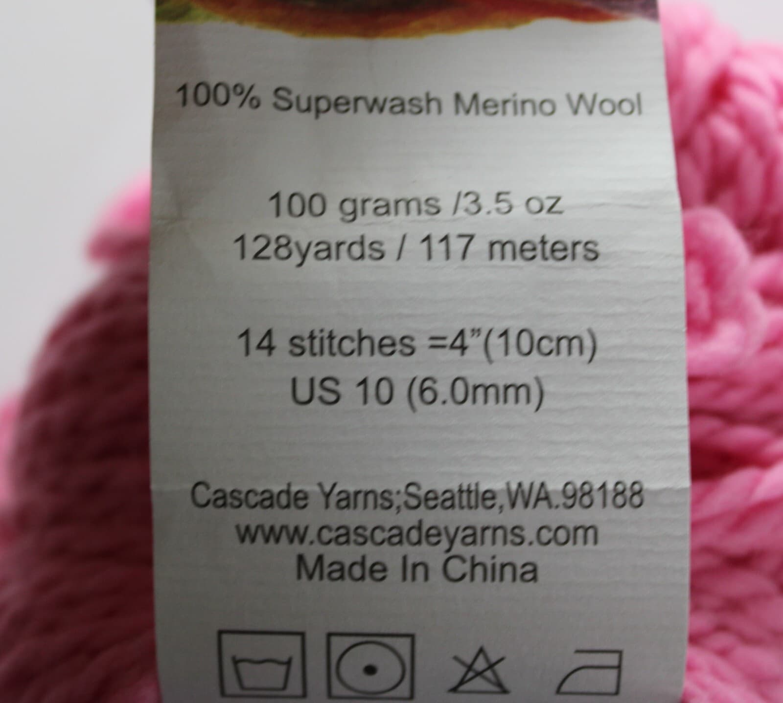 Cascade Farms Yarn Cascade 128 Superwash Col 901 Lt Pink 100% Wool 100g 128yd - Thumbnail 4