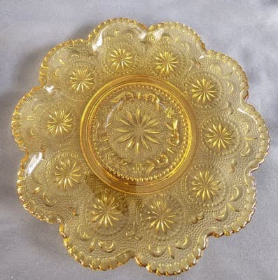 Vintage Brockway Glass Co., Daisy Amber tea coffe cup and saucer Concord Pattern - Thumbnail 4