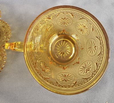 Vintage Brockway Glass Co., Daisy Amber tea coffe cup and saucer Concord Pattern - Thumbnail 6
