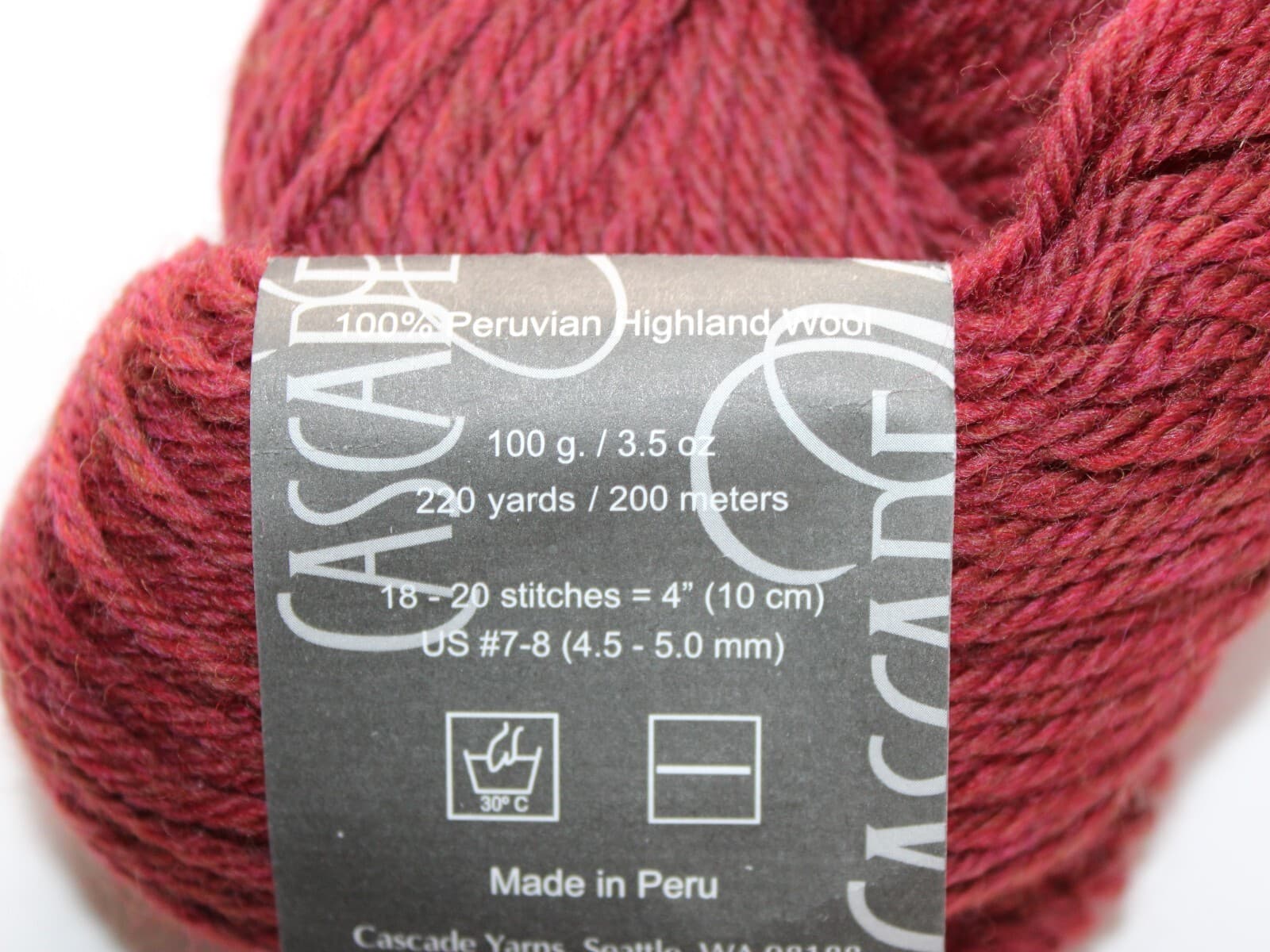 Cascade Farms Yarn Cascade 220 Heathers Col 1000 Dark Pink 100% Wool 100g 220yd - Thumbnail 3