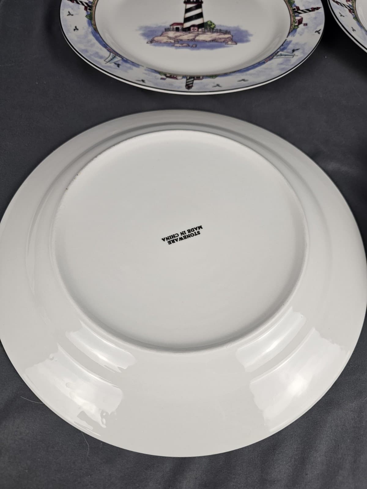 Lighthouse Coastal Stoneware Totally Today Nautical Plate 10.5" Excellent Set/2 - Thumbnail 3