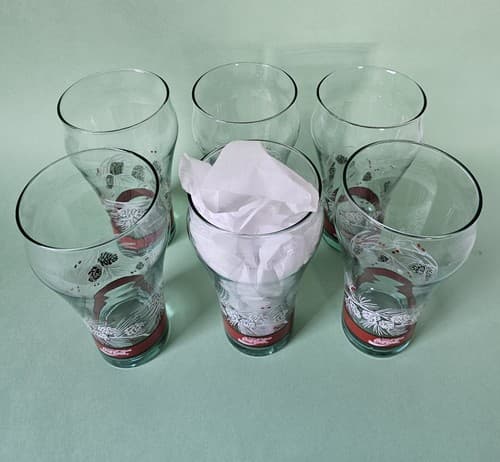 Coca Cola Christmas Holiday Pinecone Design Set of 6 - Drinking Glasses - Thumbnail 3
