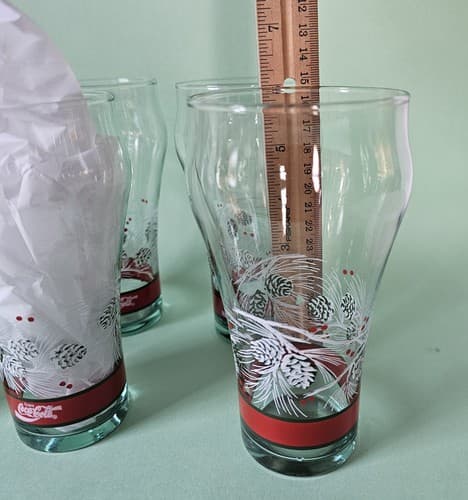 Coca Cola Christmas Holiday Pinecone Design Set of 6 - Drinking Glasses - Thumbnail 8