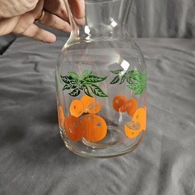 Vintage Anchor Hocking Orange Juice Carafe 8" Tall - Thumbnail 4