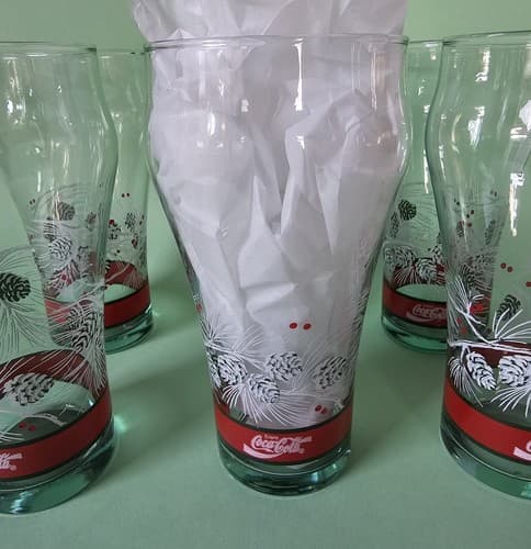 Coca Cola Christmas Holiday Pinecone Design Set of 6 - Drinking Glasses - Thumbnail 2