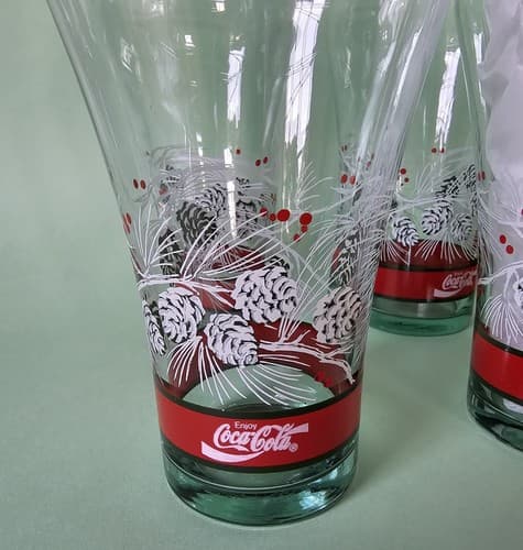 Coca Cola Christmas Holiday Pinecone Design Set of 6 - Drinking Glasses - Thumbnail 5