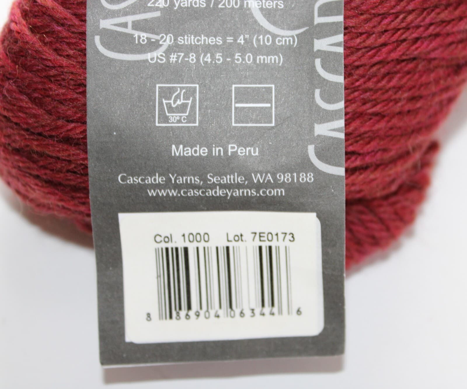 Cascade Farms Yarn Cascade 220 Heathers Col 1000 Dark Pink 100% Wool 100g 220yd - Thumbnail 4