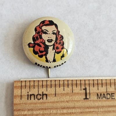 1940s Kellogg's Pinback Button 1946 Brenda Starr Pep Vintage Cartoon PEP - Thumbnail 3