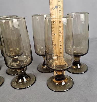 Vintage Tawney Whiskey Sour Glasses Brown MCM Barware Set of 7 - Thumbnail 7