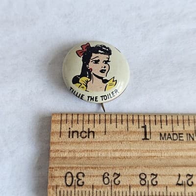 1940s Kellogg's Pinback Button Tillie the Toiler Pep Vintage Cartoon PEP - Thumbnail 3