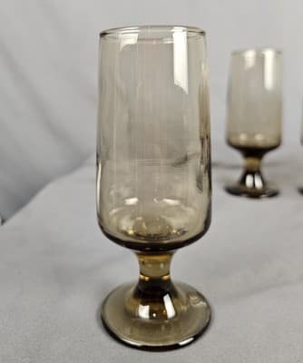 Vintage Tawney Whiskey Sour Glasses Brown MCM Barware Set of 7 - Thumbnail 4