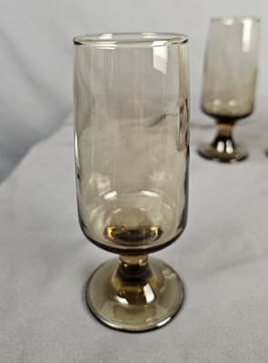 Vintage Tawney Whiskey Sour Glasses Brown MCM Barware Set of 7 - Thumbnail 3