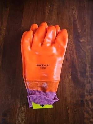 2 Pair PVC Foam Lined Gloves M1910 Medium Cloth Cuff Brookville Glove NEW - Thumbnail 2