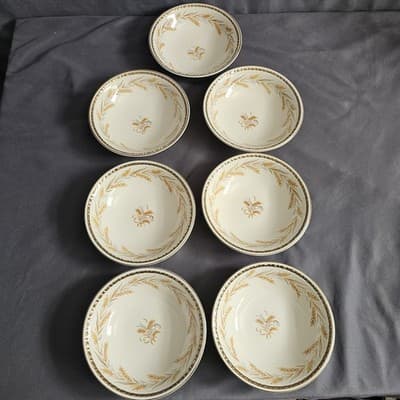 Homer Laughlin Eggshell Georgian Wheat Harvest Fruit Desert Bowls 5.25” Set/7 - Thumbnail 2