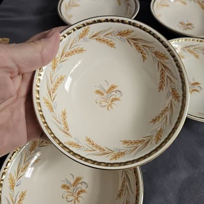 Homer Laughlin Eggshell Georgian Wheat Harvest Fruit Desert Bowls 5.25” Set/7 - Thumbnail 6