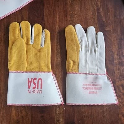 2 Pairs Cotton &Burlap Canvas Lined Work Gloves L Safety Cuff Heat Resistant New - Thumbnail 3