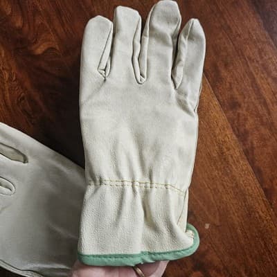 2 Pair MCR SAFETY Leather Gloves Medium Lined Glove Pigskin 3450M Keystone Thumb - Thumbnail 4