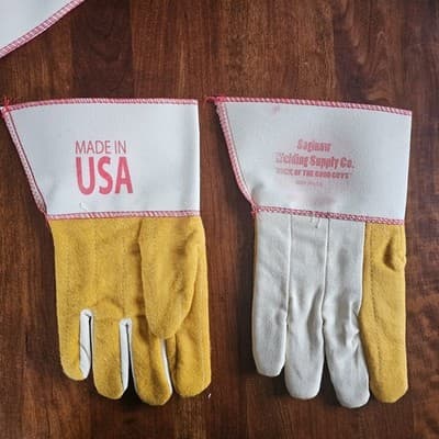 2 Pairs Cotton &Burlap Canvas Lined Work Gloves L Safety Cuff Heat Resistant New - Thumbnail 4