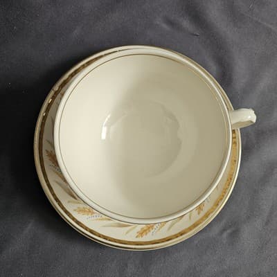 Homer Laughlin Eggshell Georgian Wheat Harvest Cup & Saucer Tea Coffee - Thumbnail 4