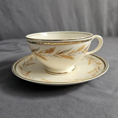 Homer Laughlin Eggshell Georgian Wheat Harvest Cup & Saucer Tea Coffee - Thumbnail 2