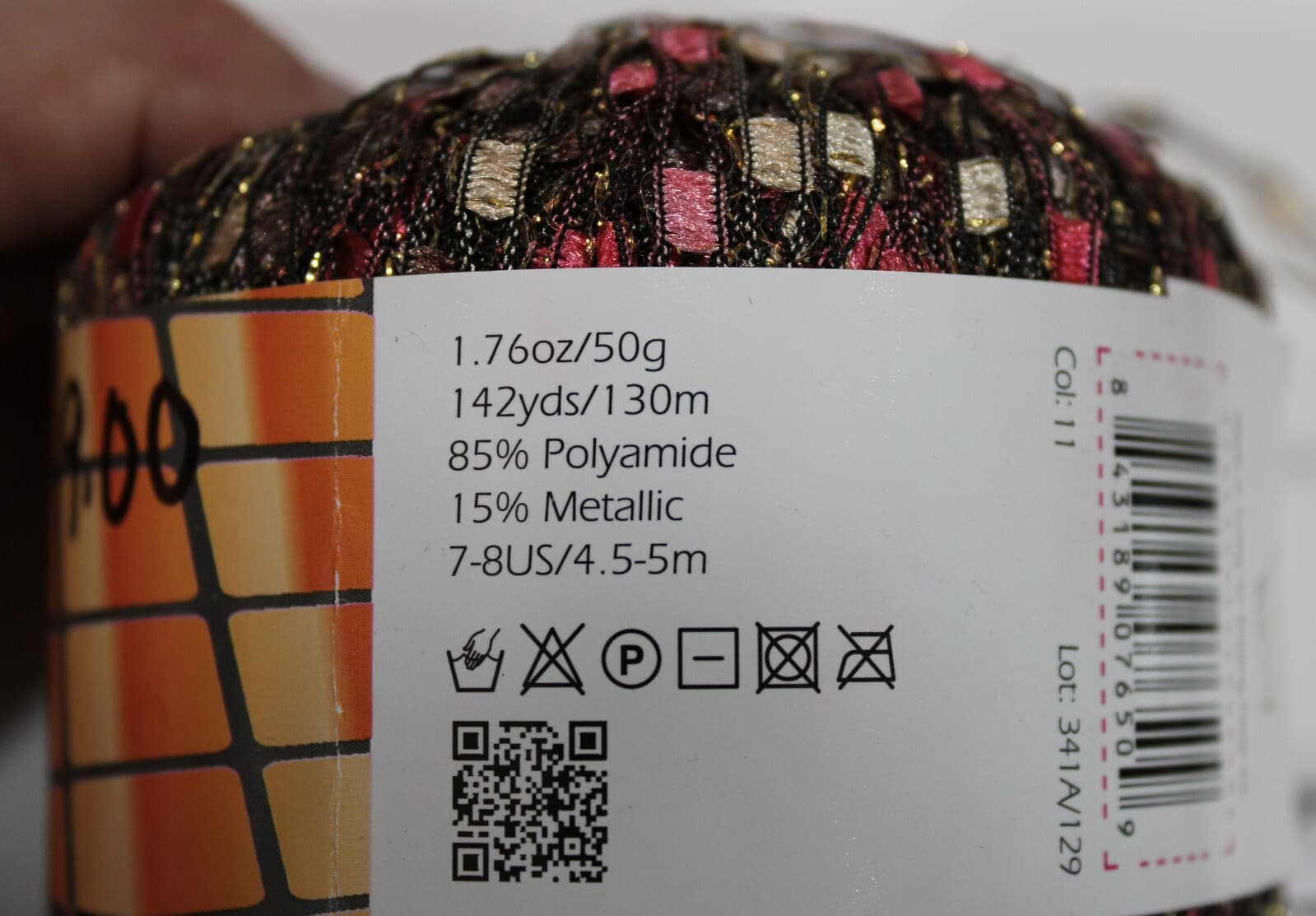 Yarn KFI Dazzle Metalic 85% Polyamide, 15% Metallic 50gr, 142yd, Pinks - Thumbnail 4