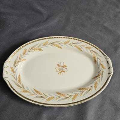 Homer Laughlin Eggshell Georgian Wheat Harvest Small Serving Platter Celery - Thumbnail 2