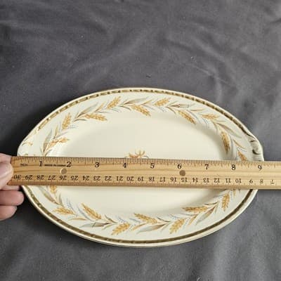 Homer Laughlin Eggshell Georgian Wheat Harvest Small Serving Platter Celery - Thumbnail 6