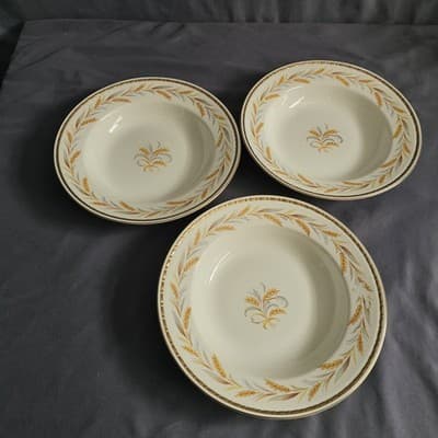 Homer Laughlin Eggshell Georgian Wheat Harvest Soup Pasta Bowls 8.25” Set of 3 - Thumbnail 2