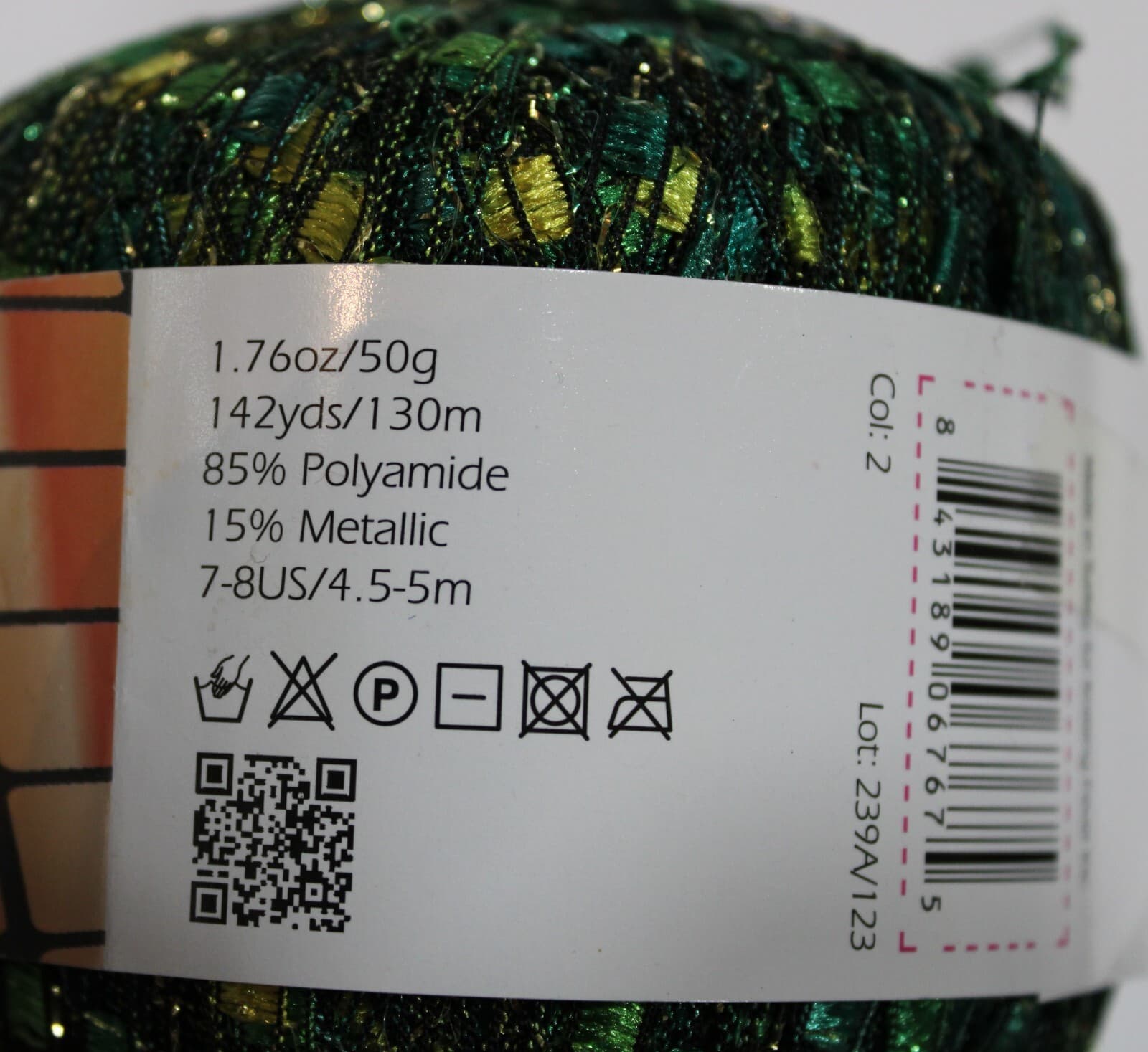 KFI Dazzle Metalic, Yarn 85% Polyamide, 15% Metallic 50gr, 142yd, Green - Thumbnail 3